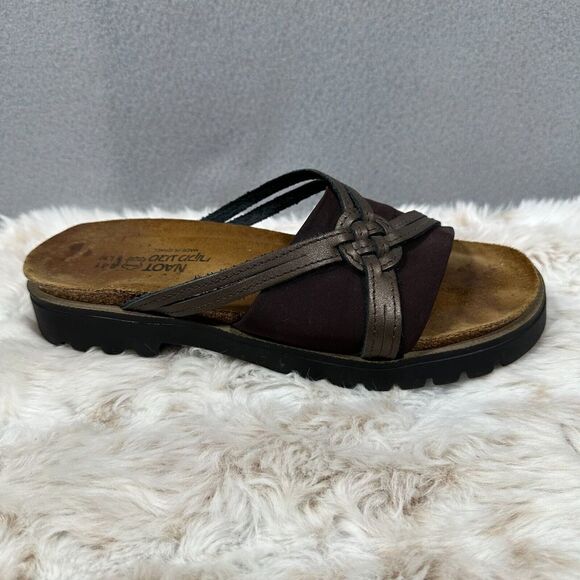 Naot Brown Thick‎ Strap Slip On Sandals Size 41 W10 - Picture 1 of 8